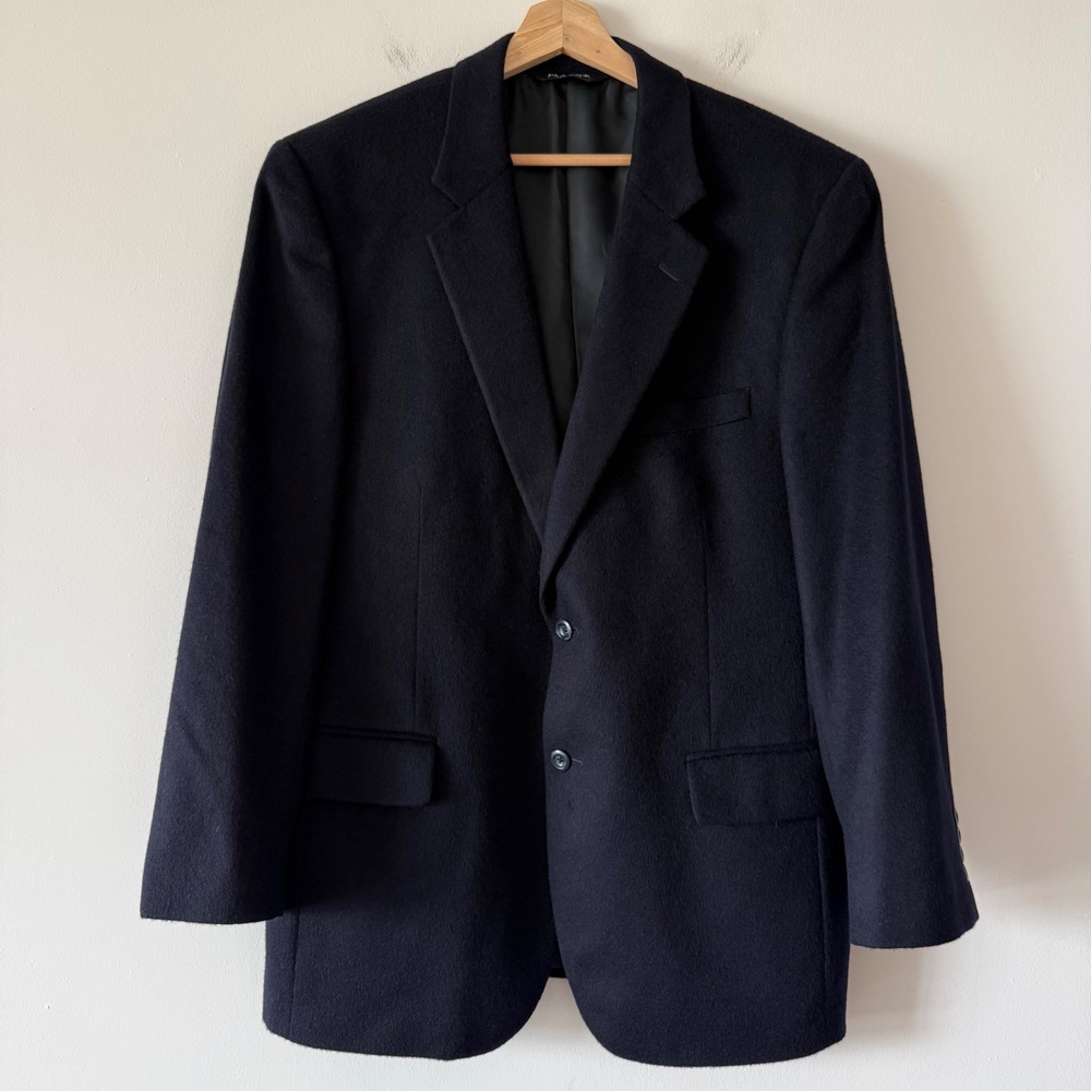 Jos A Bank Mens 43R Blazer Navy Blue 100% Cashmere Sport Coat 2 Button Jacket